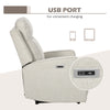 Electric Power Recliner Armchair with USB Charging Station, Sofa Recliner with Linen Upholstered Seat and Retractable Footrest, Cream White