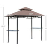 8' Patio BBQ Grill Gazebo Canopy with 2 Tier, Flame Retardant Cover, Large Storage Work Platform and Stylish Utility