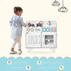 Wooden Pretend Play Kitchen with Sink, Clock, and Stove for Kids with Real Stainless Steel, Children Cooking Playset for 3-6 Years Old