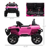 Kids Ride-On Car 12V RC 2-Seater Police Truck Electric Car For Kids with Full LED Lights, MP3, Parental Remote Control (Pink)