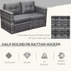 2 Piece Patio Wicker Corner Sofa Set, Outdoor PE Rattan Furniture, with Curved Armrests and Padded Cushions for Balcony, Lawn, Grey