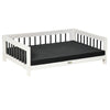 Elevated Dog Bed, Wooden Raised Pet Sofa, Portable Cat Lounge with Soft Cushion, Washable Cover for Small, Medium Dogs and Cats, White Black