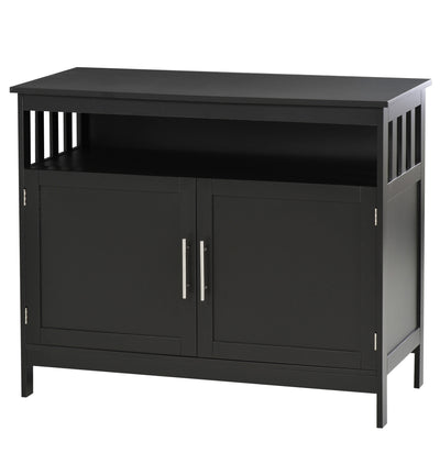 Modern Sideboard Buffet with Magnet Door, Buffet Cabinet with Vintage Metal Handle and Adjustable Shelves for Kitchen, Buffet Table, Black