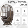 Wicker Egg Chair, 360 Rotating Indoor Outdoor Boho Basket Seat with Cushion and Pillows for Backyard, Porch, Patio, Garden, Handwoven All-Weather PE Rattan, Steel Frame, Brown