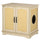 Hidden Litter Box Enclosure Cat Washroom Furniture with Cushion Double Doors Wooden Pet House End Table, Oak