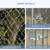Outdoor Dog Kennel Galvanized Chain Link Fence Heavy Duty Pet Run House Chicken Coop with Secure Lock Mesh Sidewalls for Backyard, Silver
