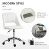 Modern Mid Back Office Chair with Velvet Fabric, Swivel Computer Armless Desk Chair with Hollow Back Design for Home Office, Cream White