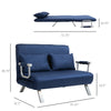 Sleeper Chair Bed, Convertible Sofa Bed with 5 Position Adjustable Backrest, Armchair Sleeper with Pillows, Leisure Lounge Couch, Blue