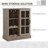 Sideboard with Sliding Glass Door, Bar Cabinet for Liquor and Glasses, Buffet Cabinet with 6-bottle Wine Rack and Stemware Racks, Brown