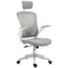 High Back Mesh Chair, Home Office Task Computer Chair with Adjustable Height, Lumbar Back Support, Headrest, and Arms, Grey