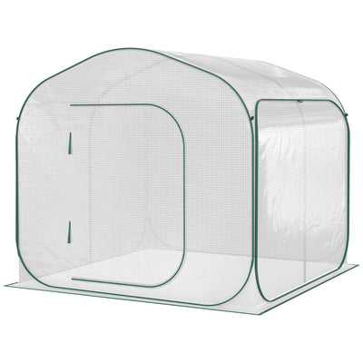 7' x 7' x 6' Portable Walk-in Greenhouse Outdoor Garden Canopy Hot House, Instant Pop-up Setup Zipper Door for Growing Flowers, Herbs, White