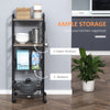 Kitchen Cart with Storage, 16"W Slim Rolling Cart, 4 Tier Kitchen Shelves on Wheels with Side Racks, 2 Basket for Fruit Vegetable, Utility Cart for Narrow Space, Laundry, Oak