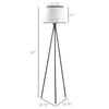 Modern Tripod Floor Lamp Free Standing Land Lamp w/ Steel Frame, Footswitch, Fabric Lampshade and E26 Base for Living Room, Bedroom - Black