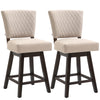 Set of 2 Swivel Counter Height Bar Stools with Footrest, Beige