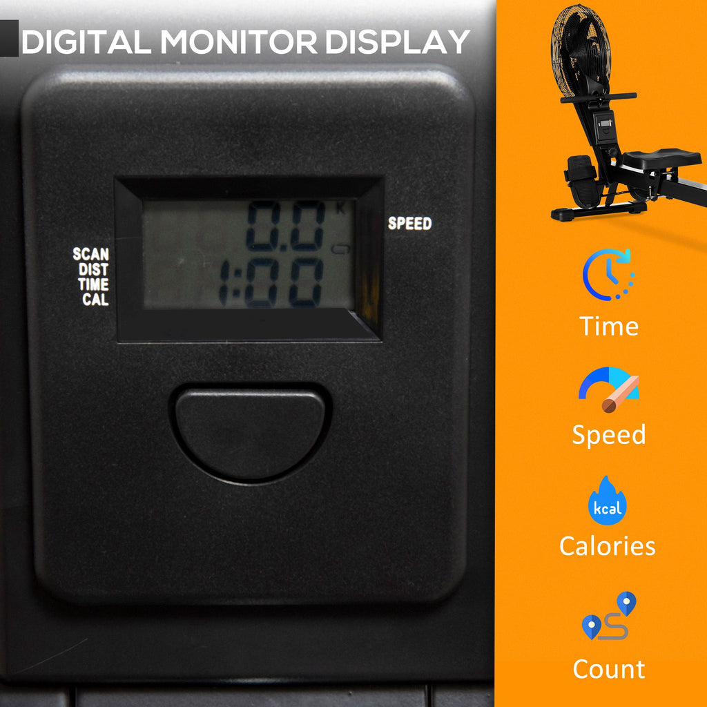 Air Rower Monitor Air Rowing Machine, Foldable Rower with Digital Monitor & Steel Frame