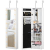 Jewelry Armoire with Mirror and 18 LED Lights  Wall-Mounted/Over-The-Door Cabinet with 3 Mountable Heights  White