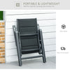 Set of 2 Patio Reclining Folding Chairs, Padded Sling Dining Chairs with Adjustable Back for Outdoor Backyard Lawn, Black