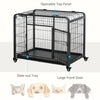 Metal Dog Crate Heavy Duty Kennel with Removable Tray 4 Wheels & Folding Design Grey