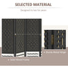 6 Panel Folding Room Divider Portable Privacy Screen Wave Fiber Room Partition for Home Office Black