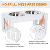 23" Modern Decorative Dog Bone Wooden Heavy Duty Pet Food Bowl Elevated Feeding Station - White
