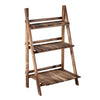 23.75" x 14.25" x 36.75" 3-Level Rustic Wooden Folding Plant Stand with Slat Bottom & Elevated Vertical Design