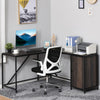 L-Shaped Computer Corner Desk with Storage Cabinet, Adjustable Shelf, Large Tabletop and Black Steel Frame, Brown