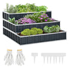 47" x47" x25" 3 Tier Raised Garden Bed, Metal Elevated Planer Box Kit w/ A Pairs of Glove for Backyard, Patio to Grow Vegetables, Herbs
