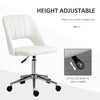 Modern Mid Back Office Chair with Velvet Fabric, Swivel Computer Armless Desk Chair with Hollow Back Design for Home Office, Cream White