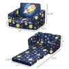 Kids Fold-Out Couch/Chair Lounger with Space-Themed Washable Fabric & Removable Cushion for 3-6 Years Old, Blue