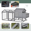 96.5" Chicken Coop Wooden Chicken House Rabbit Hutch Poultry Cage Hen Pen Portable Backyard with Wheels Outdoor Run and Nesting Box, Grey