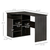 L-Shaped Corner Home Office Computer Desk, Study Table PC Workstation with Storage Shelf, Space Saving, Black Wood Grain