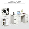 Home Office Writing Desk with Drawers Study Table Computer Workstation Barn Door style Computer Desk with 3-Level Adjustable Shelf, White