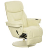 Manual Recliner, Swivel Lounge Armchair with Side Pocket, Footrest and Cup Holder for Living Room, Cream White