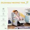 Kids Recliner Chair Children Sofa Angle Adjustable Single Lounger Armchair Gaming Chair with Footrest 2 Side Pockets for 3-5 years, Light Grey