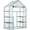 56" x 29" x 77" Mini Greenhouse, Walk-in Greenhouse, Garden Hot House with 4 Shelves, Roll-Up Door and Weatherized Cover, Deep Green
