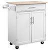 Kitchen Island Cart Rolling Trolley Cart with Drawer, Storage Cabinet & Towel Rack, White