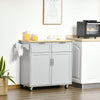 Rolling Kitchen Island Cart on Wheels, Portable Kitchen Island Cart with Metal Handle, with Towel Rack and Rubber Wood Top