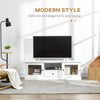Modern TV Stand Cabinet for TVs up to 60 Inches, Entertainment Center with Drawer and Glass Doors for Living Room, White