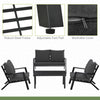 4 Piece Patio Furniture Set, Outdoor Conversation Set w/ Armchairs, Loveseat, Coffee Table and Cushions for Backyard, Lawn and Garden, Black