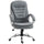 High Back Home Office Chair Executive Computer Chair with Adjustable Height, Upholstered Thick Padding Headrest and Armrest - Grey