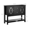 Modern Sideboard Buffet with Glass Door, Buffet Cabinet with Adjustable Shelves, 2 Drawers and Open Shelf for Dining Room, Buffet Table, Black
