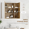 LED Lighted Medicine Cabinet with Mirror, Wall Mounted Dimmable Bathroom Cabinet with 3-Tier Storage Shelves, Smart Touch, Rustic Brown