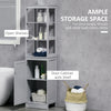 Bathroom Tall Linen Cabinet Freestanding Bathroom Storage Cabinet Organizer Tower With Open Shelves & Compact Design Grey