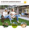 Wooden Wagon Wheel Bench, 3-Person Rustic Slatted Seat, Outdoor Patio Furniture, Brown