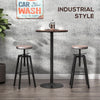 Bistro Table, Bar Height Table with Weathered Wood Top, Steel Frame, Round Bar Table for Home Bar, Kitchen, Dining Room, Brown/Black