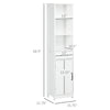 Modern Bathroom Cabinet, Narrow Storage Cabinet with 3 Open Shelves, Drawer, Recessed Door and Adjustable Shelf, White