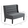Grey Wingback Double Sofa Linen Fabric Upholstery Button Tufted Loveseat Loveseat Armless Modern Couch
