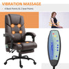 High Back Massage Office Desk Chair with 6-Point Vibrating Pillow, Computer Recliner Chair with Adjustable Lumbar Support, Brown