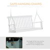 2-Seater Hanging Porch Swing Outdoor Patio Swing Chair Seat with Slatted Build and Chains, 440lbs Weight Capacity, White