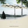 Double-sided Patio Umbrella 9.5' Large Outdoor Market Umbrella with Push Button Tilt and Crank, 3 Air Vents and 12 Ribs, for Garden, Deck, Pool, Brown